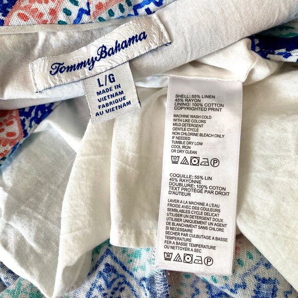 Tommy Bahama Multicolor Grand Isle V-Neck Sleeveless Linen Shift Dress Size L - Picture 5 of 8